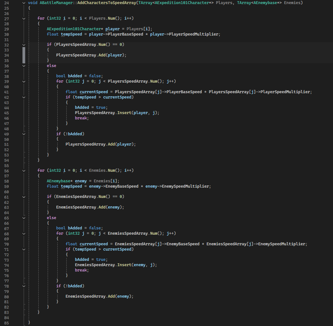 Add character to speed array